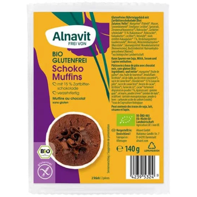 Briose cu ciocolata fara gluten,bio 140g 2 buc. Alnavit Briose cu ciocolata fara gluten,bio 140g 2 buc. Alnavit